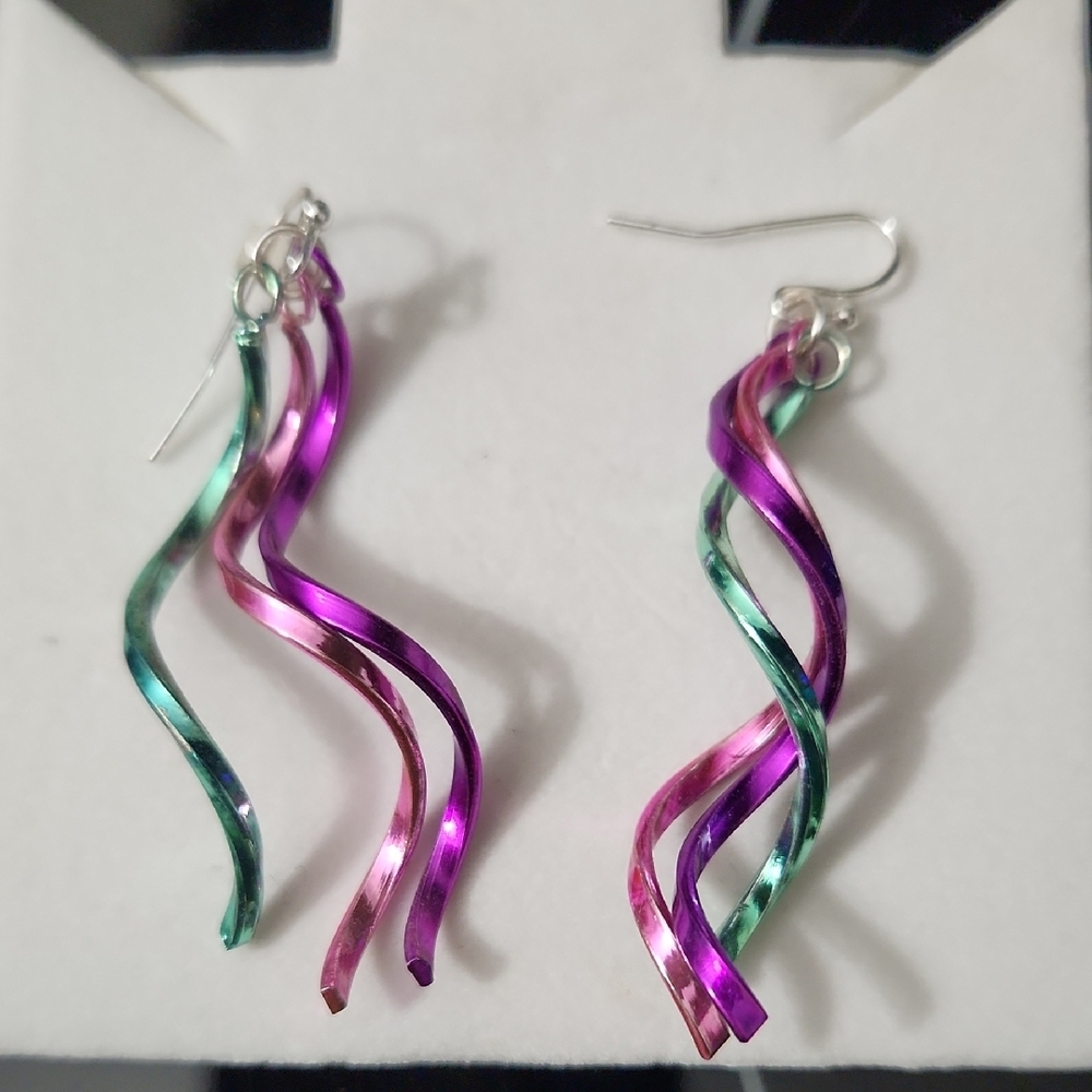 Colorful Twisted Metal Earrings